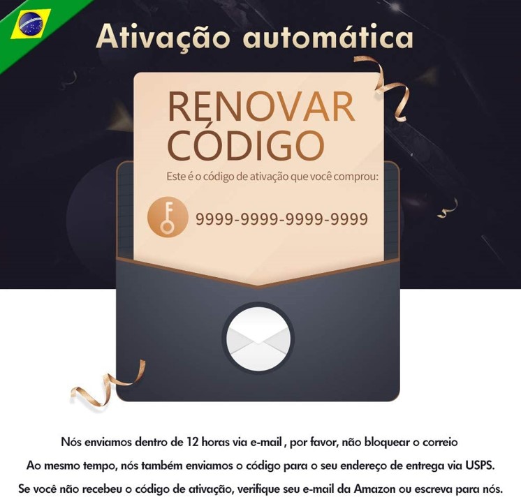 A3 IPTV6 IPTV 6 Brazil Brasil TV Box Renewal Code Activation Code IPTV 5 6 Subscription 16-Digit Renew Code for One Year - Click Image to Close